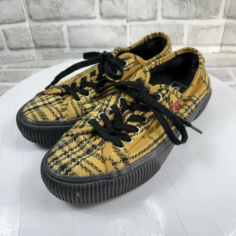 Vans Delridge Sf X Curren X Alex Knost Shoes Yellow Plaid 9 Men's Skate Shoes